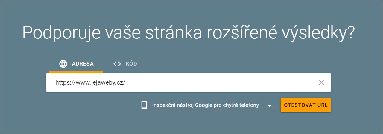 Test na rozsirene vysledky vyhledavani